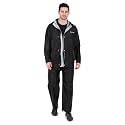 RAINBOW Vintage R/S Safari Water Proof Men's Raincoats |Hooded Full Sleeves Outdoor Rainwear | Durable Cloth Rainwear for Camping, Hiking, Travelling | Adjustable Drawstring | Black, Size - L