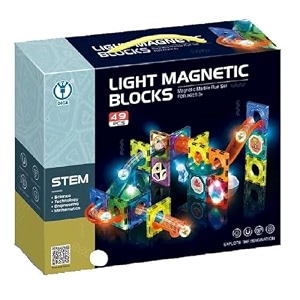 rainbow riders 49 pcs light magnetic blocks with light for kidsfor 3 years girls and boysfor exploral the imaginationwith sensory coordinationmarble blocksmulticolor