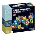 RAINBOW RIDERS 49 Pcs Light Magnetic Blocks with Light for Kids/for 3+ Years Girls and Boys/for Exploral The Imagination/with Sensory Coordination/Marble Blocks.(Multicolor)