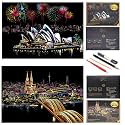Scratch Rainbow Painting Art Paper Scratch&Sketch Art for Adults Scratch Painting Creative Gift Engraving Art&Craft Set Scratchboard with 4 Tools 16''x11''(Sydney Opera House)
