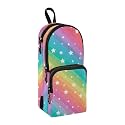 Rainbow Star Pencil Bag Big Capacity 3 Compartment Pouch Pen Bag Print Pencil Pen Case