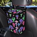 Rainbow Trippy Mushroom Print Car Trash Can with Lid and Zipper Portable Foldable Garbage Can Bag Hanging for Headrest Leakproof Organizer and Storage Bag Retro Car Interior Accessories