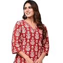 RAINDROP Womens Printed Cotton Straight Kurta for