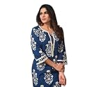 RAINDROP Womens Printed Cotton Straight Kurta for