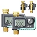 RAINPOINT Sprinkler Timer, 100% Metal Pipe Water Timer for Garden Hose, Programmable Hose Controller for Watering, Sprinkler Controller with Manual Watering/Rain Delay for Outdoor Lawn &amp; Garden (2PCS)