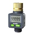 Rainpoint Water Flow Meter with Brass Inlet, 180°Screen-Flip Garden Hose Flow Meter, Measure up to 9999.9 Gallon/Liter Consumption & Flow Rate for RV, Garden Hose, Sprinkler & Nozzle Sprayer