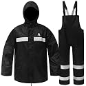 RainRider Rain Suits for Men Women Waterproof Fishing Rain Jacket Bib Pants Lightweight Reflective 3-Piece Rain Gear