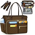 RAINSMORE Teacher Tote Bag 15.6 inch Laptop Bag for Women Work Bags Laptop Tote Nurse Bag Professional Computer Messenger with Insulated Pocket, Laptop Briefcase for Office, College, Nursing, Coffee