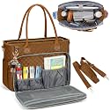RAINSMORE Teacher Tote Bag 15.6 inch Laptop Bag for Women Work Bags Laptop Tote Nurse Bag Professional Computer Messenger with Insulated Pocket, Laptop Briefcase for Office, College, Nursing, Brown