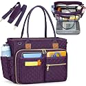 RAINSMORE Teacher Tote Bag 17.3 inch Laptop Bag for Women Work Bags Laptop Tote Nurse Bag Professional Computer Messenger with Insulated Pocket, Laptop Briefcase for Office, College, Dark Purple