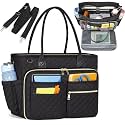 RAINSMORE Teacher Tote Bag 17.3 inch Laptop Bag for Women Work Laptop Tote Nurse Bag Professional Computer Messenger with Insulated Pocket Briefcase for Office, College, Nursing, Black
