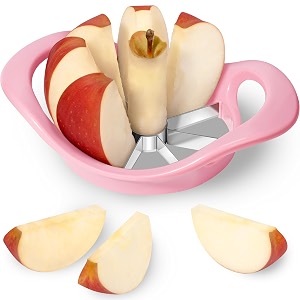 rainspire apple cutter 8 slices 8 blade apple slicer and corer apple corer tool with stainless steel blades super sharp fruit cutter fruit slicer pink