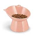 Raised Cat Bowls, 6.3" Extra Wide Shallow Elevated Cat Bowl Detachable, 15° Tilted Whisker Friendly Cat Feeding Bowl, 16oz Capacity, Anti-Vomiting, Neck Protection, Food&amp;Water for Cats Puppies, Pink