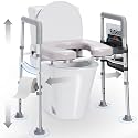 Raised Toilet Seat with Handles, 450lb, Height & Width Adjustable