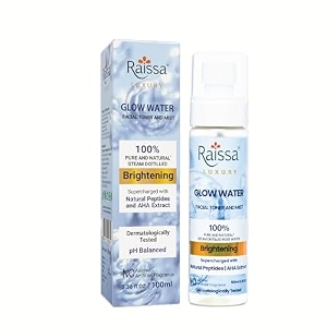 raissa glow water toner amp mist for face 100ml  4d hyaluronic acid natural peptides amp rose extract  hydrating pore tightening ph balanced  alcohol-free toner spray for all skin types  men amp women