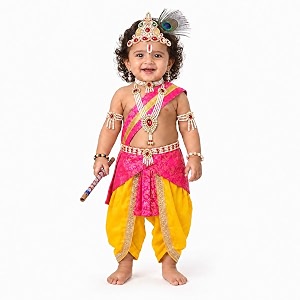 raj fancy dresses bal krishna costume for kids shri krishna outfit for baby boy amp girl janmashtami fancy dress set kanha bal gopal costume for school function