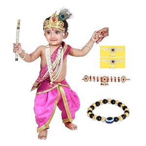 raj fancy dresses bal krishna costume for kids shri krishna outfit for baby boy amp girl janmashtami fancy dress set kanha bal gopal costume for school function