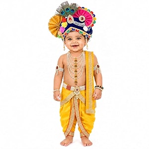 raj fancy dresses bal krishna costume for kids shri krishna outfit for baby boy amp girl janmashtami fancy dress set kanha bal gopal costume for school function