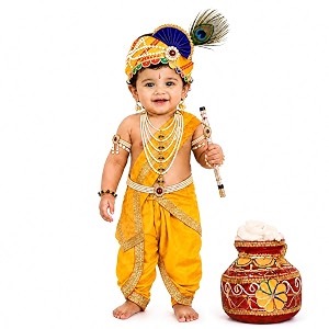 raj fancy dresses bal krishna costume for kids shri krishna outfit for baby boy amp girl janmashtami fancy dress set kanha bal gopal costume for school function