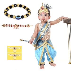 raj fancy dresses bal krishna costume for kids shri krishna outfit for baby boy amp girl janmashtami fancy dress set kanha bal gopal costume for school function