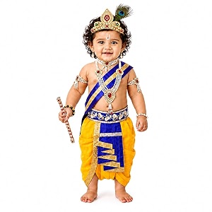 raj fancy dresses bal krishna costume for kids shri krishna outfit for baby boy amp girl janmashtami fancy dress set kanha bal gopal costume for school function