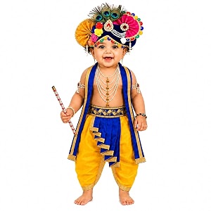 raj fancy dresses bal krishna costume for kids shri krishna outfit for baby boy amp girl janmashtami fancy dress set kanha bal gopal costume for school function