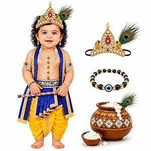 raj fancy dresses bal krishna costume for kids shri krishna outfit for baby boy amp girl janmashtami fancy dress set kanha bal gopal costume for school function