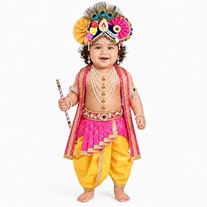 raj fancy dresses bal krishna costume for kids shri krishna outfit for baby boy amp girl janmashtami fancy dress set kanha bal gopal costume for school function