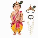 Raj Fancy Dresses Bal Krishna Costume for Kids, Shri Krishna Outfit for Baby Boy &amp; Girl, Janmashtami Fancy Dress Set, Kanha Bal Gopal Costume for School Function