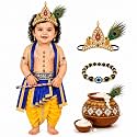 Raj Fancy Dresses Bal Krishna Costume for Kids, Shri Krishna Outfit for Baby Boy &amp; Girl, Janmashtami Fancy Dress Set, Kanha Bal Gopal Costume for School Function