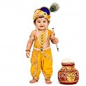 Raj Fancy Dresses Bal Krishna Costume for Kids, Shri Krishna Outfit for Baby Boy &amp; Girl, Janmashtami Fancy Dress Set, Kanha Bal Gopal Costume for School Function