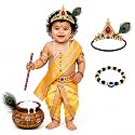 Raj Fancy Dresses Bal Krishna Costume for Kids, Shri Krishna Outfit for Baby Boy &amp; Girl, Janmashtami Fancy Dress Set, Kanha Bal Gopal Costume for School Function
