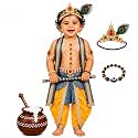 Raj Fancy Dresses Bal Krishna Costume for Kids, Shri Krishna Outfit for Baby Boy &amp; Girl, Janmashtami Fancy Dress Set, Kanha Bal Gopal Costume for School Function
