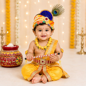 raj fancy dresses baby krishna costume with accessories kids costume wear
