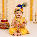 Raj Fancy Dresses Baby Krishna Costume with Accessories Kids Costume Wear