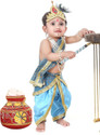 Raj Fancy Dresses Baby Krishna Dress & Jewellery Set Kids Costume Wear