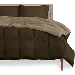rajasthan crafts soft microfibre comforter blanket lightweight reversible quilt duvet all weather 200 gsm single bed brown and beige color