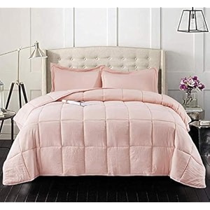 rajasthan crafts soft microfibre comforter blanket lightweight reversible quilt duvet all weather 200 gsm single bed pink color