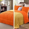 Rajasthan Crafts Soft Microfibre Comforter Blanket Lightweight Reversible Quilt Duvet All Weather, 200 GSM Double Bed, Yellow and Orange Color