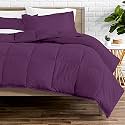 Rajasthan Crafts Soft Microfibre Comforter Blanket Double Bed Lightweight Reversible Quilt Dohar Razai Duvet All Weather, 200 GSM, Purple and Beige Color