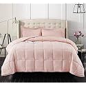 Rajasthan Crafts Soft Microfibre Comforter Blanket Lightweight Reversible Quilt Duvet All Weather, 200 GSM Double Bed, Pink Color