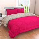 Rajasthan Crafts Soft Microfibre Comforter Blanket Double Bed Lightweight Reversible Quilt Dohar Razai Duvet All Weather, 200 GSM, Pink and Grey Color