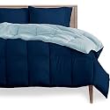 Rajasthan Crafts Soft Microfibre Comforter Blanket Lightweight Reversible Quilt Duvet All Weather, 200 GSM Single Bed, Light Blue and Navy Blue Color