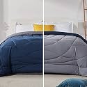 Rajasthan Crafts Soft Microfibre Comforter Blanket Lightweight Reversible Quilt Duvet All Weather, 200 GSM Single Bed, Blue and Light Grey Color