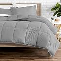 Rajasthan Crafts Soft Microfibre Comforter Blanket Lightweight Reversible Quilt Duvet All Weather, 200 GSM Double Bed, Light Grey Color, 350 tc
