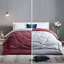 Rajasthan Crafts Soft Microfibre Comforter Blanket Double Bed Lightweight Reversible Quilt Dohar Razai Duvet All Weather, 200 GSM, Maroon and Light Grey Color