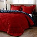 Rajasthan Crafts Soft Microfibre Comforter Blanket Lightweight Reversible Quilt Duvet All Weather, 200 GSM Single Bed, Red and Blue Color
