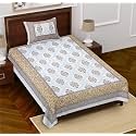 RajasthaniKart® Cotton Single Bedsheet with 1 Pillow Cover Single_PSP_112 Yellow Floral