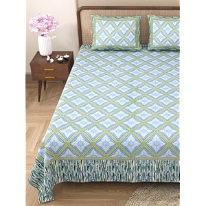 rajasthanikart pure cotton 180 tc king size bedsheet with 2 pillow cover - 90x108 suitable for king size bed sheet or double bed blue psp132