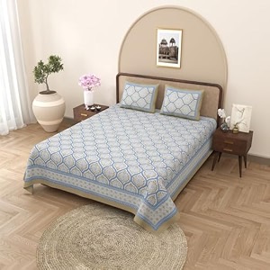 rajasthanikart pure cotton 180 tc king size bedsheet with 2 pillow cover - 90x108 suitable for king size bed sheet or double bed brown psp 119